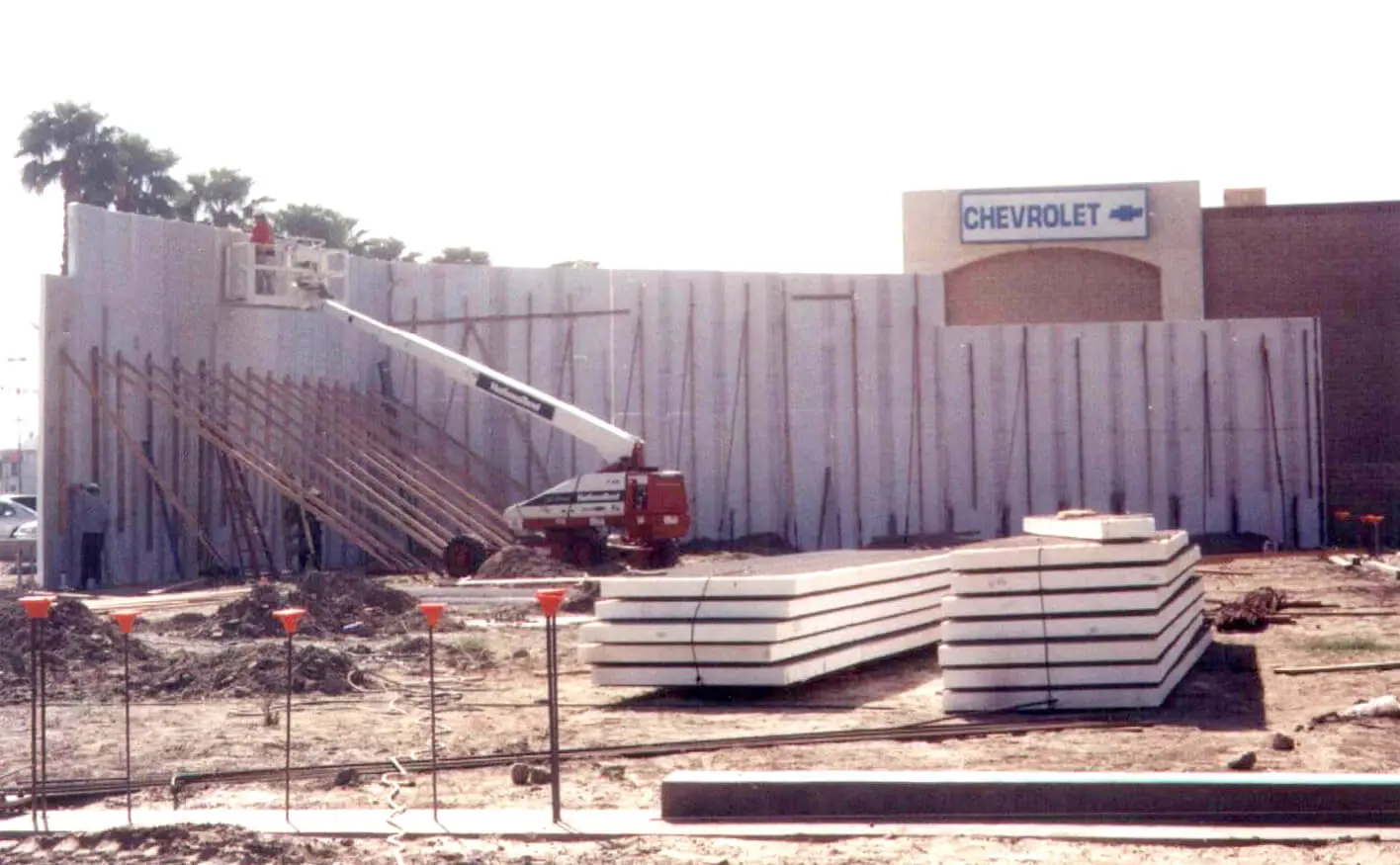 A construction crew is working on the construction of a building.