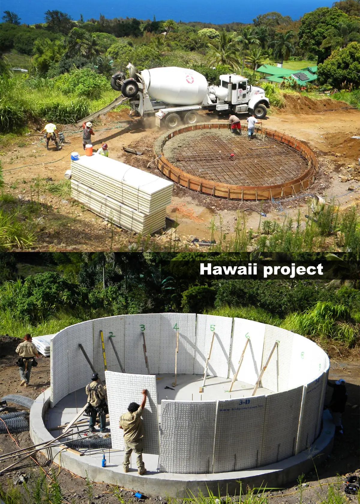 Construction of a circular structure in Hawaii.