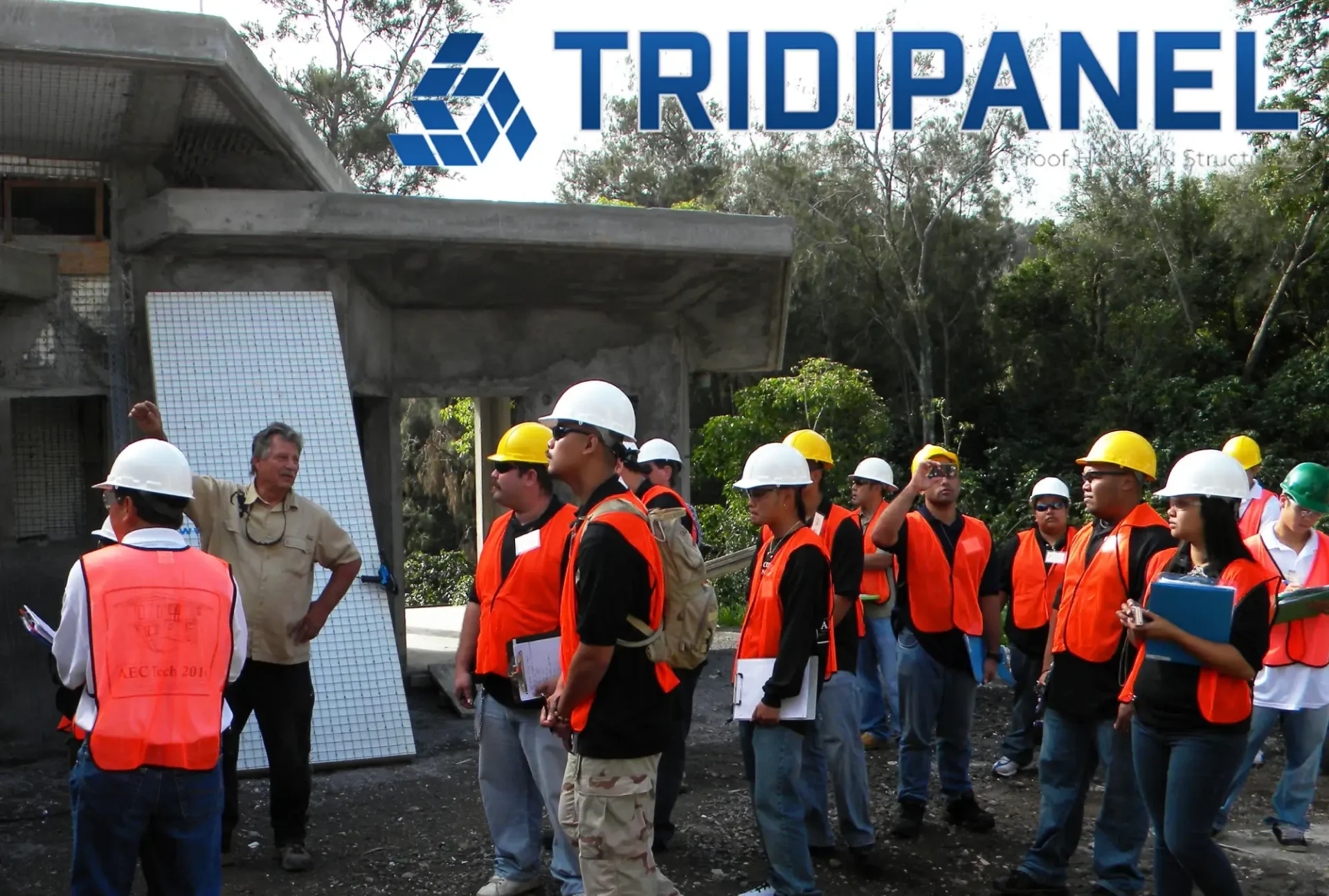 Construction workers wearing safety vests.