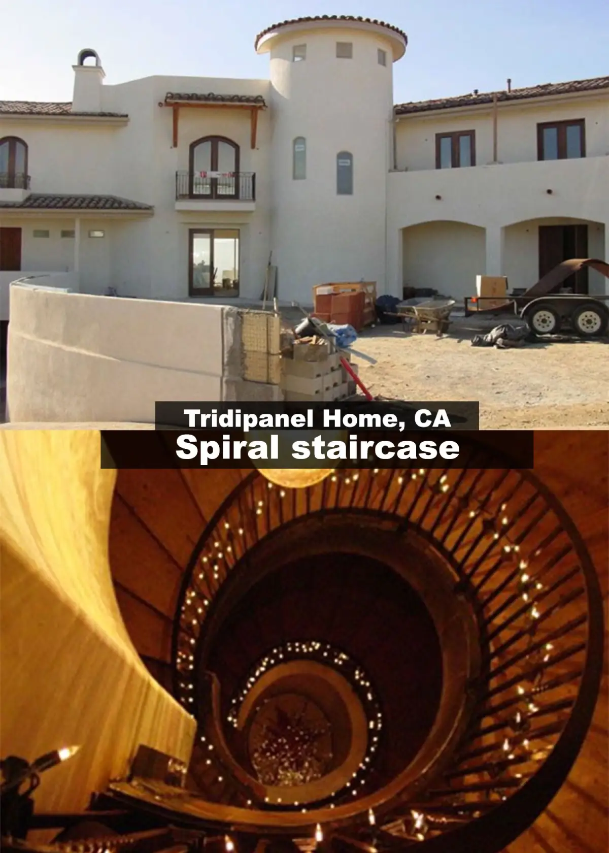 Spiral staircase inside a California home.