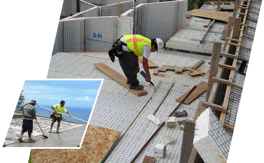 A man in a safety vest and helmet working on a construction site.